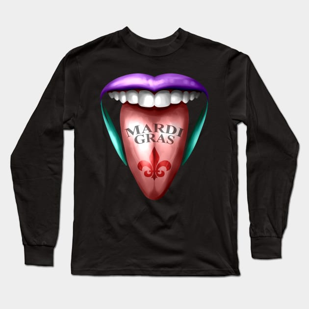 Out Stretched Tongue For Mardi Gras Long Sleeve T-Shirt by SinBle